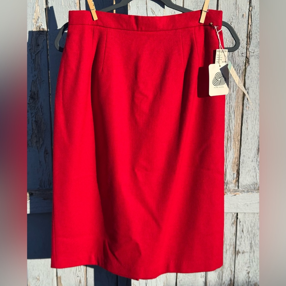 Vintage Michele 100% Wool Pencil Skirt Women’s 7/8 9/10 Red NWT Made in USA
